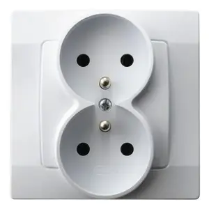 Socket outlet Ospel GP-2SZ/00 — 16 A, IP20, white, 71×71×45 mm