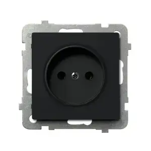 Socket outlet Ospel GP-1R/m/33, 16 A, IP20, black, 71×71×38 mm
