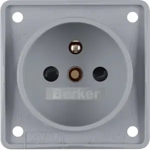 Socket outlet Hager Type E 16 A 250 V IP20 grey matt, screws mounting, 55.5×55.5 mm
