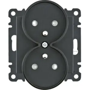 Power outlet with earth Hager WL1343 double with contact shutters 16A 250VAC black