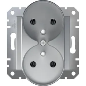 Schneider Electric Asfora double socket with switch/ground without frame aluminium EPH9810261