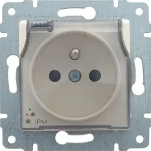 Розетка KOS Vena одинарная герметичная с заземлением и крышкой 16A 250V IP44 кремовая