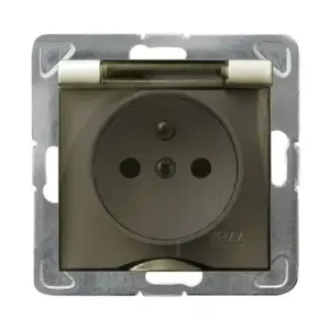 Розетка Ospel GPH-1YZ/m/27/d — 16 A, IP44, 71×71×44 мм