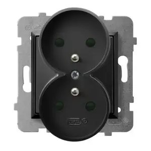 Розетка Ospel GP-2URZP/m/33 — 16 A, IP20, черная, 71×71×45 мм