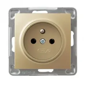 Розетка Ospel GP-1YZ/m/28, 16 A, IP20, золотистая, 71×71×37 мм