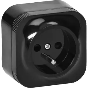 Wall-mounted single electrical outlet ORNO OR-OE-7205/B 2P+Z 16A 230V black