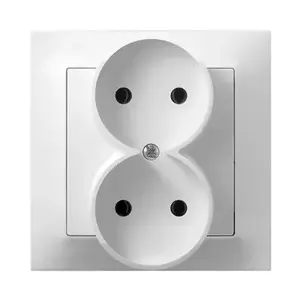 Розетка Ospel GP-2Y/00, 16 A, IP20, белая, 84×84×45 мм
