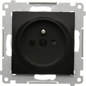 Power socket module with grounding and shutters Kontakt-Simon DGZ1Z.01/49 16A 250V screw terminals matte black