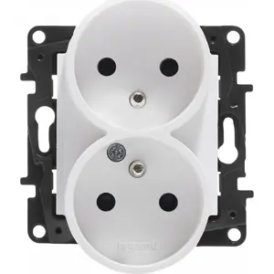 Розетка Legrand Niloe Step двойная 2x2P+Z для мультипостов, винтовые клеммы, защитные шторки, белая (863134)