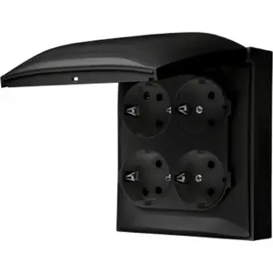 Розетка Kontakt-Simon Aquaclick Schuko 4-местная IP44 с черной крышкой ACGSZ4/49