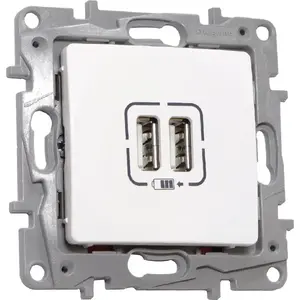 Розетка с USB-зарядкой двойная для рамки Legrand NILOE FL772 (модель 764594)