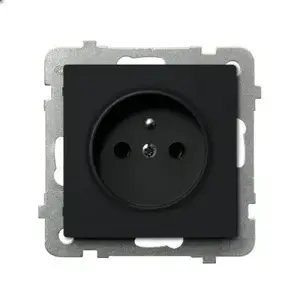 Розетка Ospel GP-1RZ/m/33, 16 A, IP20, чёрная, 71×71×38 мм