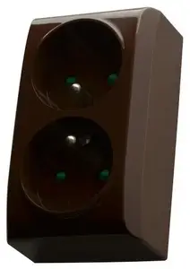 Розетка Ospel GN-2BZP/24, 16 A, IP20, коричневая, 60×40×100 мм