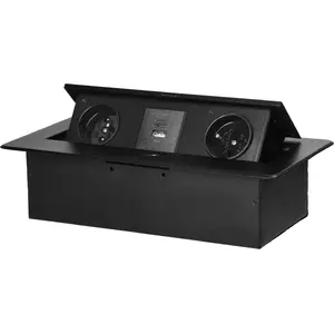 Iebūvējamā mēbeļu kontaktligzda ORNO OR-GM-9034/B ar 2x 2P+Z un 2x USB A+C (3,6A) melna