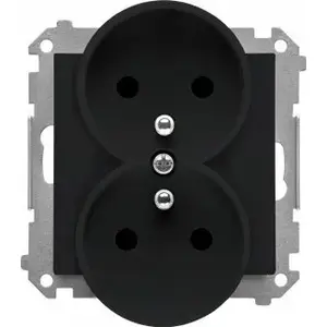 Socket outlet double with grounding and shutters, Kontakt-Simon Simon 55 TGZ2MCZ.01/149, 16A, matte black