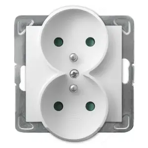 Розетка Ospel GP-2YRZP/m/00 — 16 А, IP20, 71×71×45 мм, белая