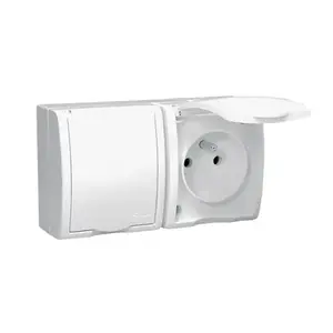 Розетка Kontakt-Simon AQGZ1-2/11, IP54, 250 В, белая, пластиковый корпус, 122×70×46 мм