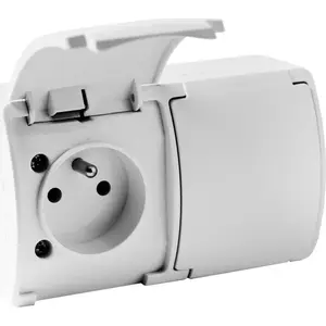 Surface-mounted double grounded socket Doktorvolt 162-01 IP44 white
