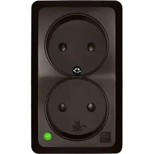 Wall Socket Outlet Double ELEKTROPLAST BERG 2x2P 16A, brown (model 3744-05)