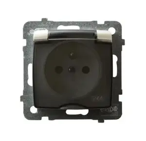 Socket outlet Ospel GPH-1SZ/m/42/d, IP44 protection, 16 A, Pearl, 71×71×42 mm