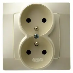 Socket outlet Ospel GP-2SZ/42, 16 A, IP20, Pearl, 71×71×45 mm