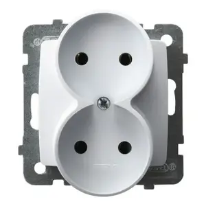 Розетка Ospel GP-2SR/m/00, 16 A, IP20, белая, 71×71×48 мм