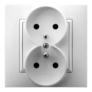 Sienas rozetes kontaktligzda Ospel GP-2UZ/00, 16 A, IP20, balta, 82×82×45 mm
