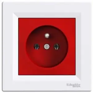 Schneider Electric single data outlet with shutter, red-white, model EPH2800421