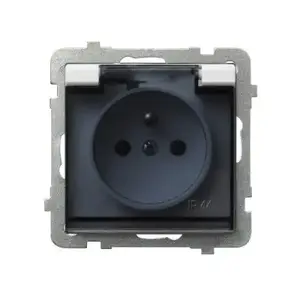 Socket outlet Ospel GPH-1RZ/m/00/d, IP44, 16 A, white, 71×71×42 mm