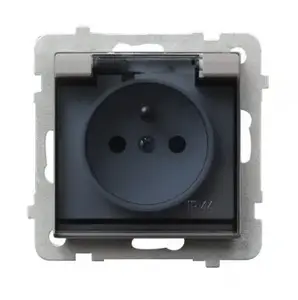 Socket outlet Ospel GPH-1RZ/m/38/d, IP44, 16 A, Silver, 71×71×42 mm