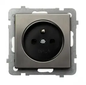 Socket outlet Ospel GP-1RMZ/m/37 — single 16 A, stainless steel, 71×71×37 mm