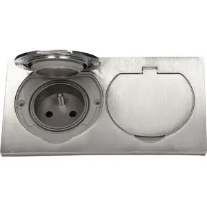 Double Sealed Electrical Socket ORNO OR-AE-1398 IP55 Stainless Steel