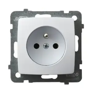 Розетка Ospel GP-1SZ/m/00, 16 A, IP20, белая, 71×71×39 мм