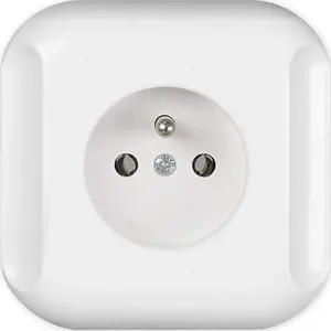 Wall Socket Timex TOPAZ GPt-16T single outlet with grounding and neutral, IP20, white