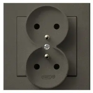 Розетка Ospel GP-2RZ/40 — 16 A, IP20, коричневая, 84×45×90 мм