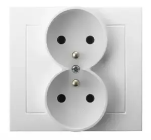 Socket outlet Ospel GP-2WZ/00, 16 A, IP20, white, 88×45×82 mm