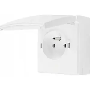 Kontakt‑Simon Aquaclick vienvietīga kontaktligzda ar zemējumu, IP44 splashproof, ātrsavienojumu spailes, balta ACGZ1C/11