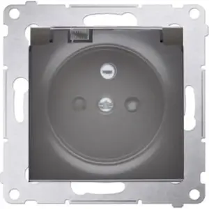 Модуль розетки Kontakt-Simon Simon 54 IP44 без уплотнения 16A 250V прозрачная крышка черный мат (DGZ1BUZ.01/49A)
