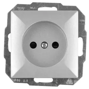 Socket outlet without earth Abex PT-15P MOD.SREBRO with safety shutters, opal/pearl silver finish