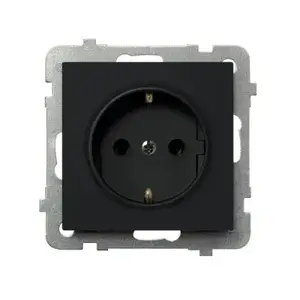 Socket outlet Ospel GP-1RS/m/33 — 16 A, IP20, black, 71×71×40 mm
