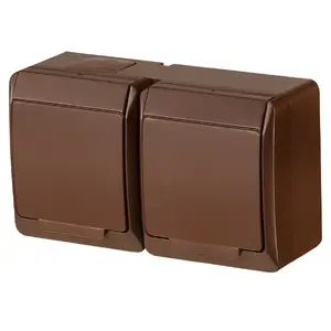 Накладная розетка ELEKTROPLAST GNT Hermes 2x2P+Z с крышкой, коричневая, модель 0322-06