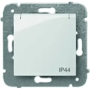 Electrical socket (single) ELEKTROPLAST Carla 1736-10 with flap and shutters, IP44, white