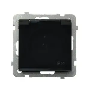 Socket outlet Ospel GPH-1RZ/m/33/d, IP44, 16 A, black, 71×71×42 mm
