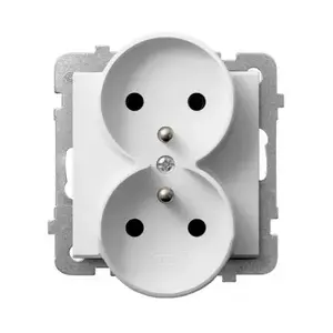 Розетка Ospel GP-2RRZ/m/00 — 16 A, IP20, 71×71×48 мм, белая