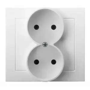 Socket outlet Ospel GP-2W/00, 16 A, IP20, white, 88×45×82 mm