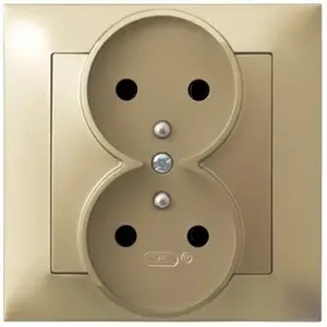 Розетка Ospel GP-2YZ/28 16A золотая, IP20, 84×84×45 мм