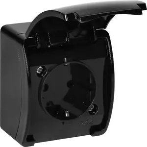 Розетка ORNO одинарная 2P+E Schuko IP44 чёрная OR-OE-7105(GS)/B