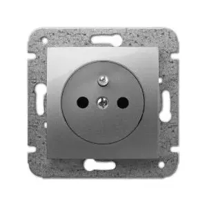 Rozete ELEKTROPLAST Carla 2P+Z sudraba rāmis MPN 1733-16