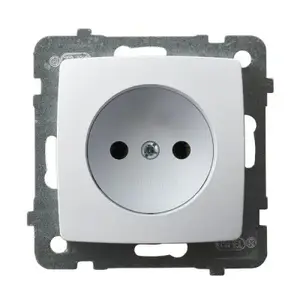 Socket outlet Ospel GP-1S/m/00, 16 A, IP20, white, 71×71×39 mm