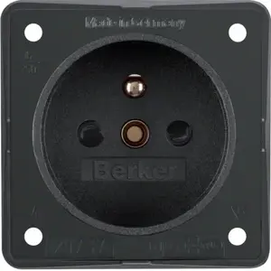 Socket‑outlet Type E berker 961952505, 16 A 250 V, IP20, anthracite matt, 55.5×55.5 mm, screw installation